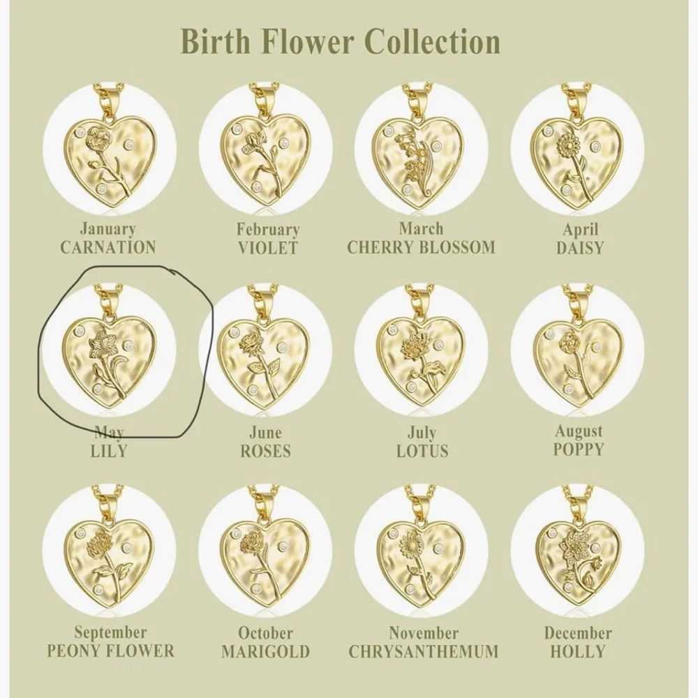 14K GOLD PLATED BIRTHDAY FLOWER NECKLACE- MAY